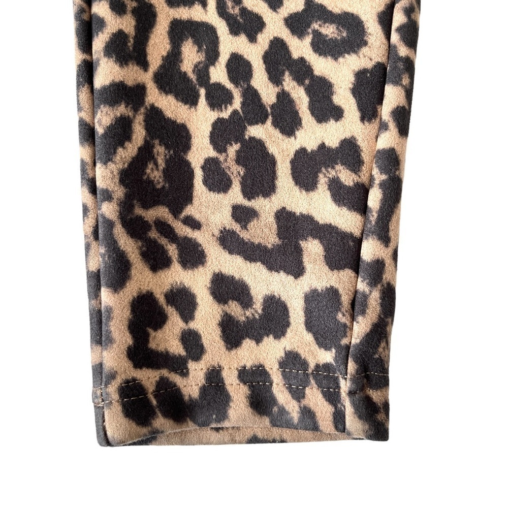 Zara Basic Leopard Print Faux Suede Leggings Size… - image 3